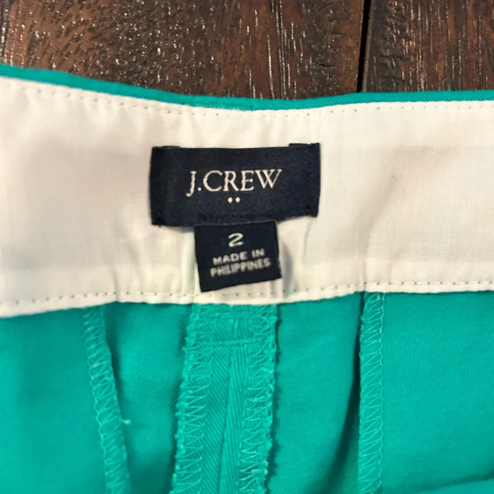 J. Crew Scalloped High Waist Shorts in Teal Green